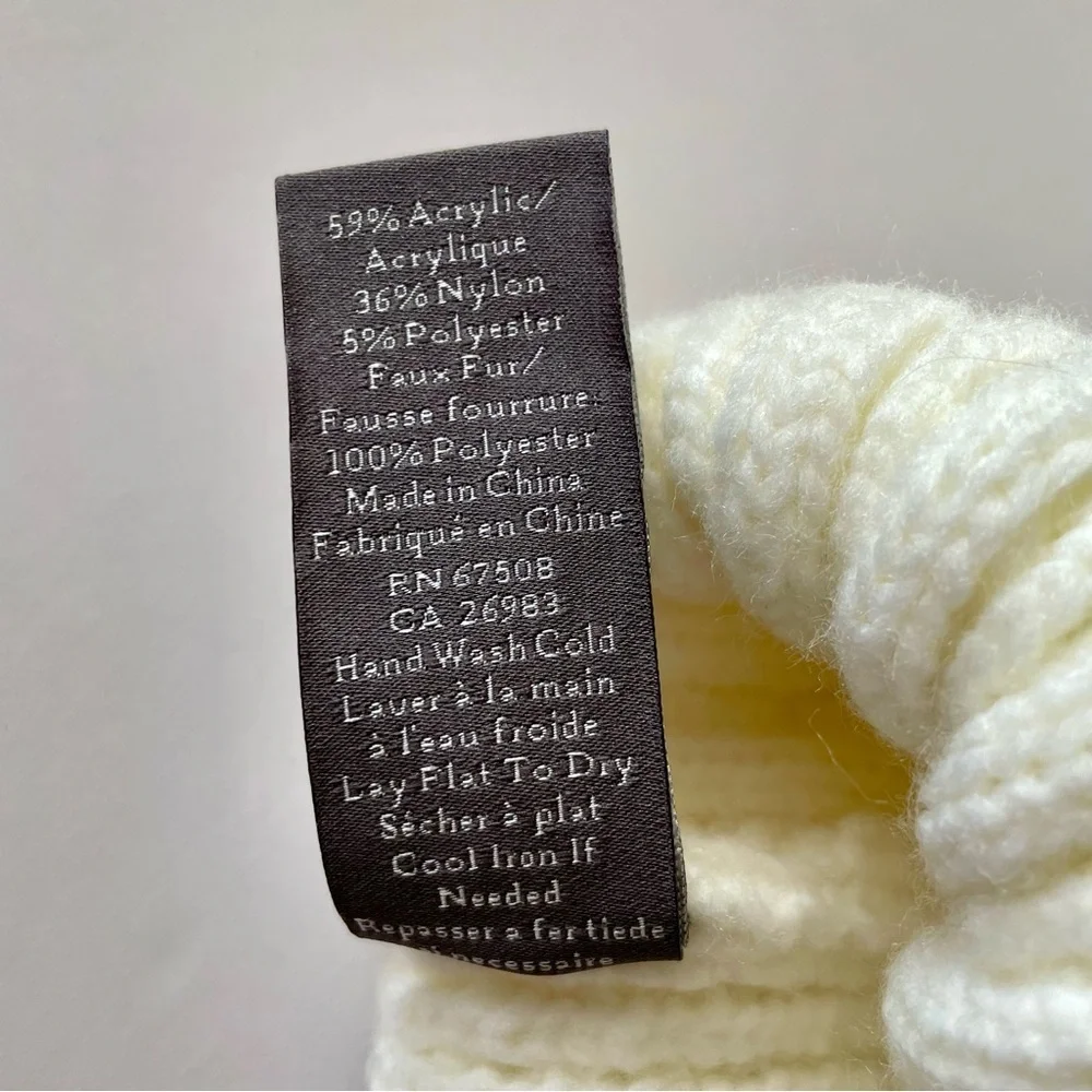 Vince Camuto Cozy Off White Knit Pom Women’s Beanie